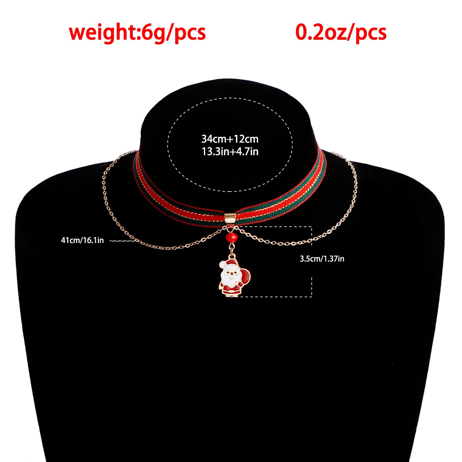 Wholesale Christmas Cartoon Dripping Santa Claus Ribbon Necklace